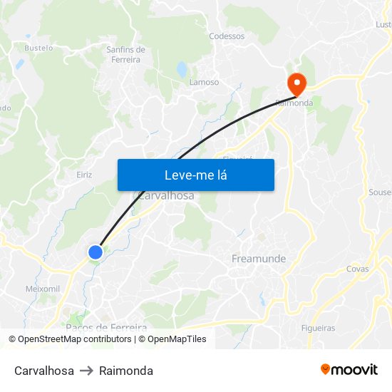 Carvalhosa to Raimonda map
