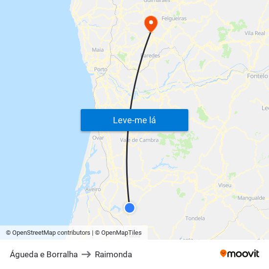 Águeda e Borralha to Raimonda map