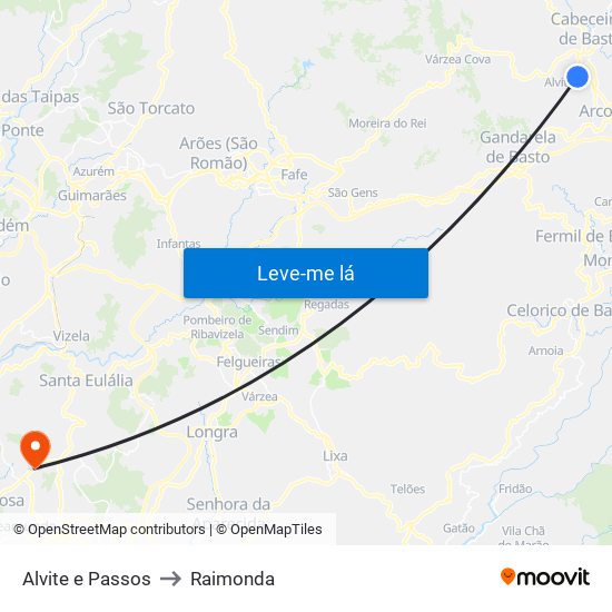 Alvite e Passos to Raimonda map