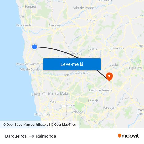 Barqueiros to Raimonda map