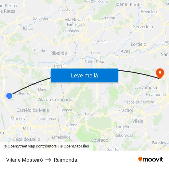 Vilar e Mosteiró to Raimonda map