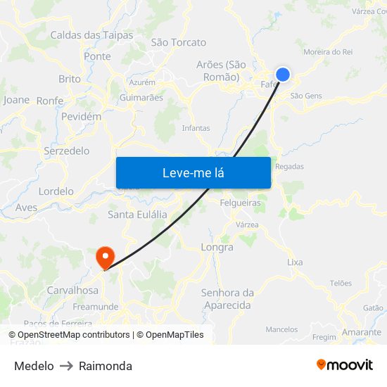 Medelo to Raimonda map