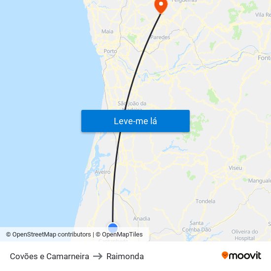 Covões e Camarneira to Raimonda map