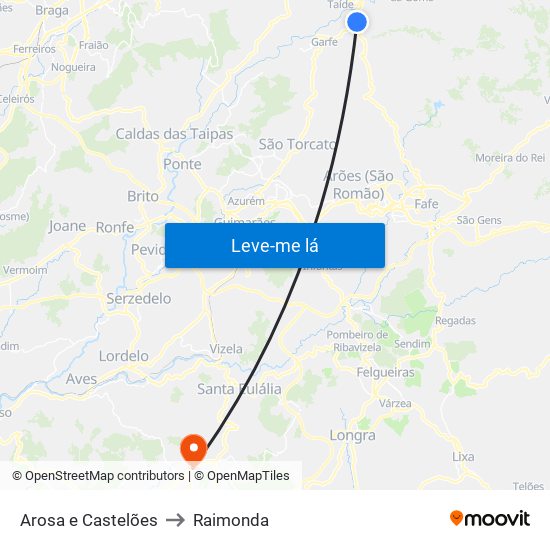 Arosa e Castelões to Raimonda map