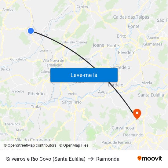 Silveiros e Rio Covo (Santa Eulália) to Raimonda map