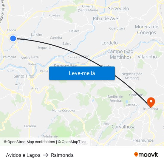 Avidos e Lagoa to Raimonda map