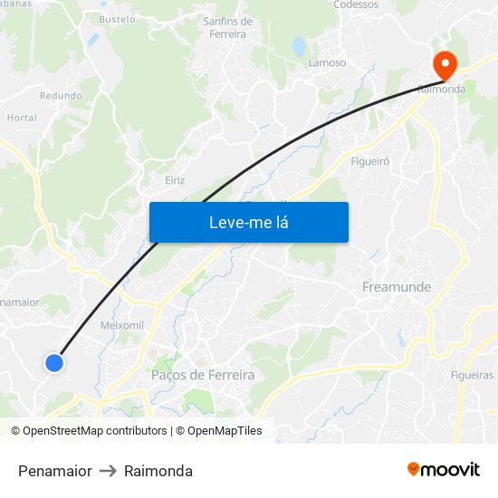 Penamaior to Raimonda map