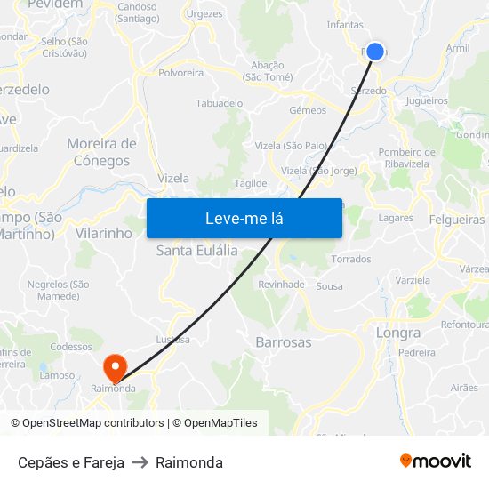 Cepães e Fareja to Raimonda map