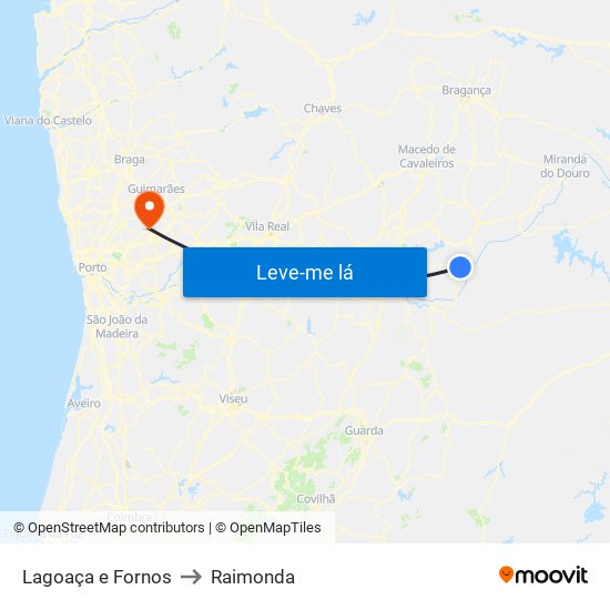 Lagoaça e Fornos to Raimonda map
