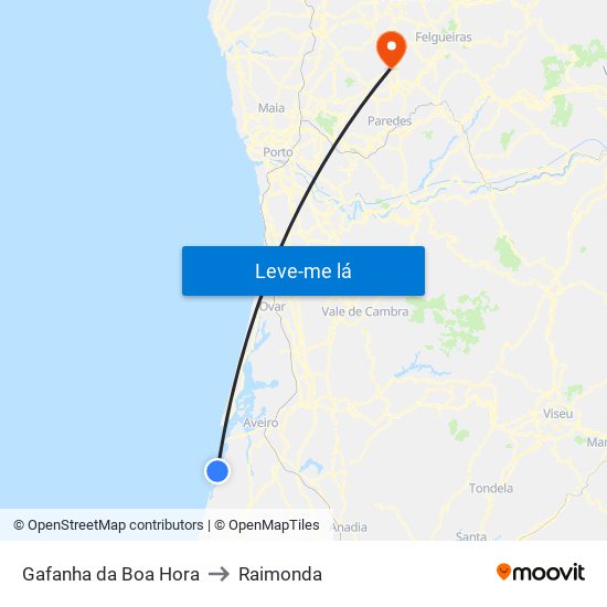 Gafanha da Boa Hora to Raimonda map