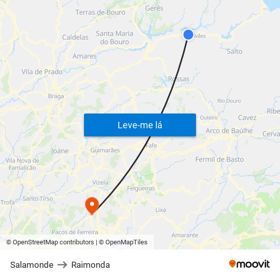 Salamonde to Raimonda map