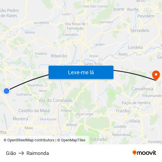 Gião to Raimonda map