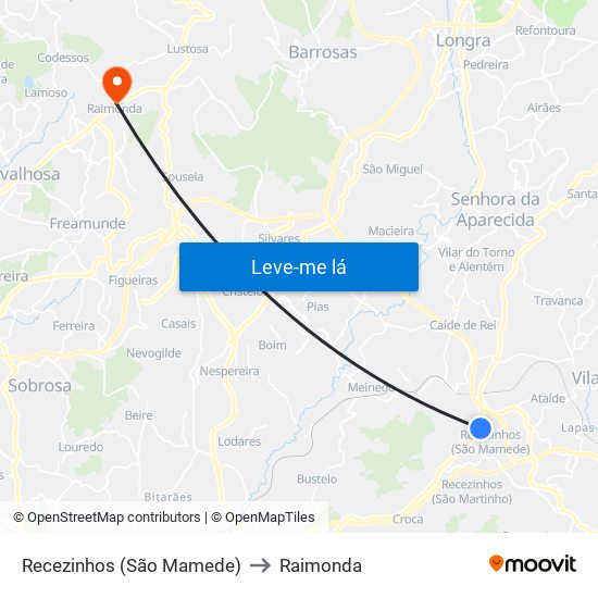 Recezinhos (São Mamede) to Raimonda map