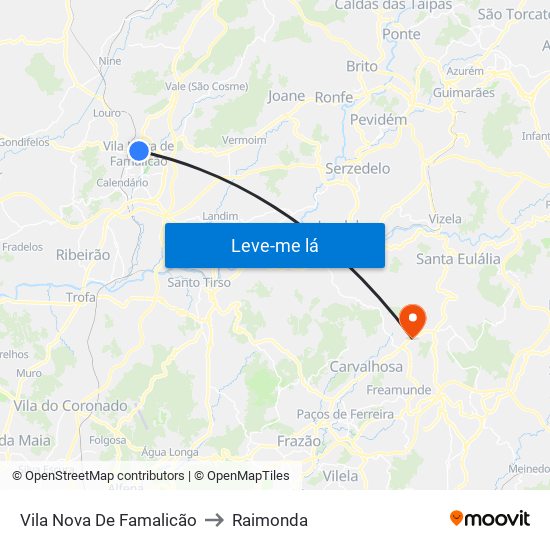 Vila Nova De Famalicão to Raimonda map