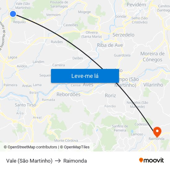 Vale (São Martinho) to Raimonda map