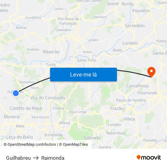 Guilhabreu to Raimonda map