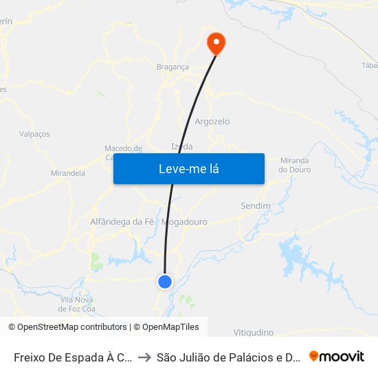 Freixo De Espada À Cinta to São Julião de Palácios e Deilão map