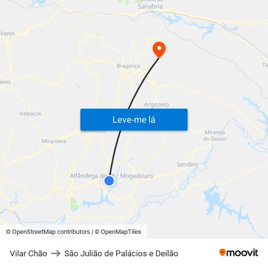 Vilar Chão to São Julião de Palácios e Deilão map