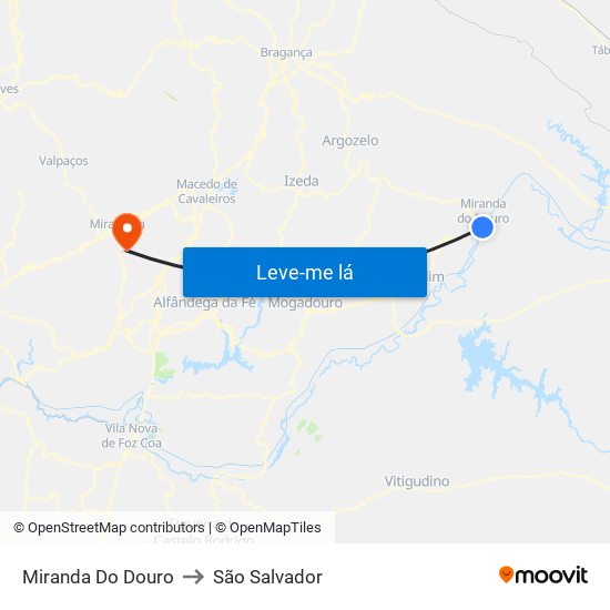 Miranda Do Douro to São Salvador map