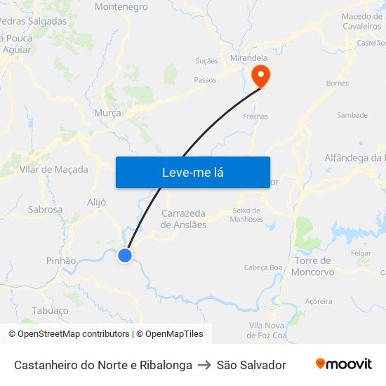 Castanheiro do Norte e Ribalonga to São Salvador map