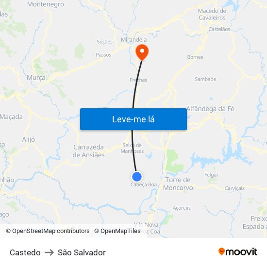 Castedo to São Salvador map