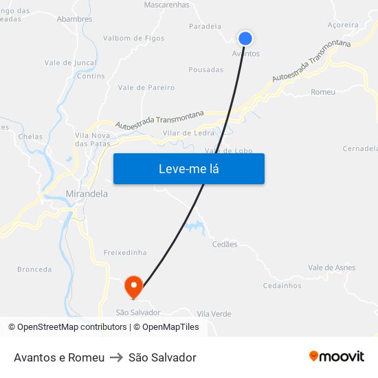 Avantos e Romeu to São Salvador map