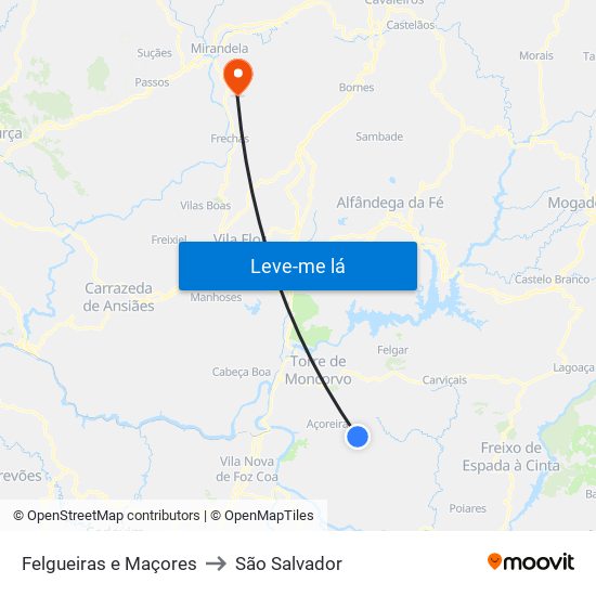 Felgueiras e Maçores to São Salvador map