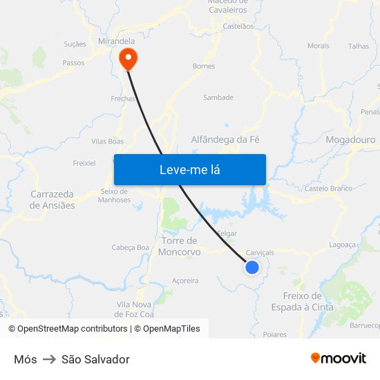 Mós to São Salvador map