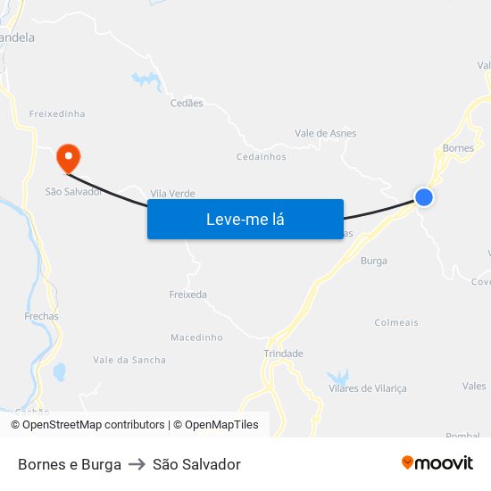 Bornes e Burga to São Salvador map