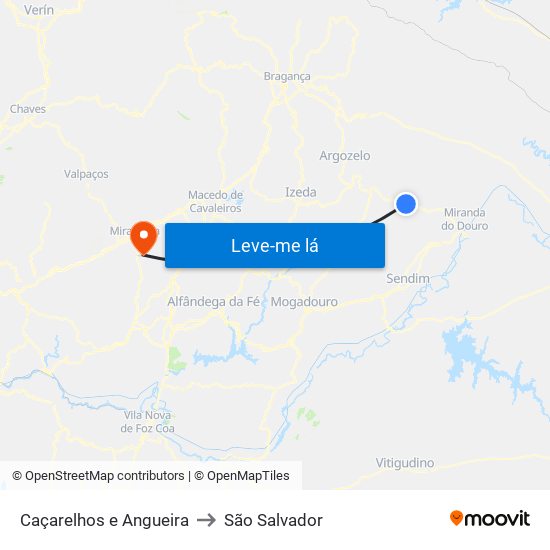 Caçarelhos e Angueira to São Salvador map