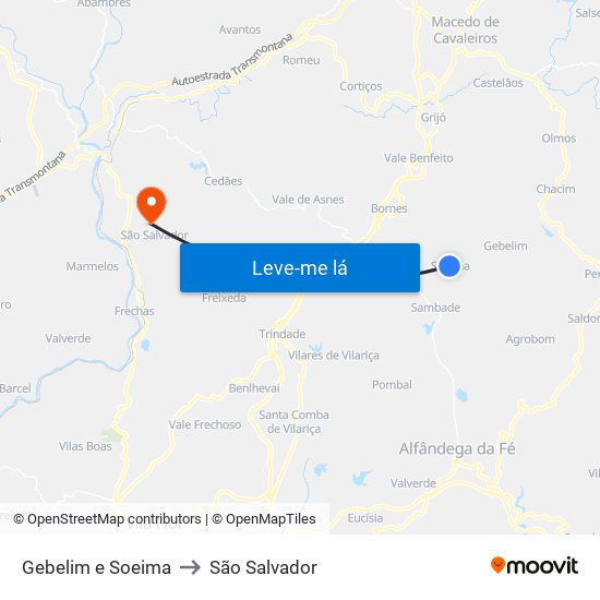 Gebelim e Soeima to São Salvador map