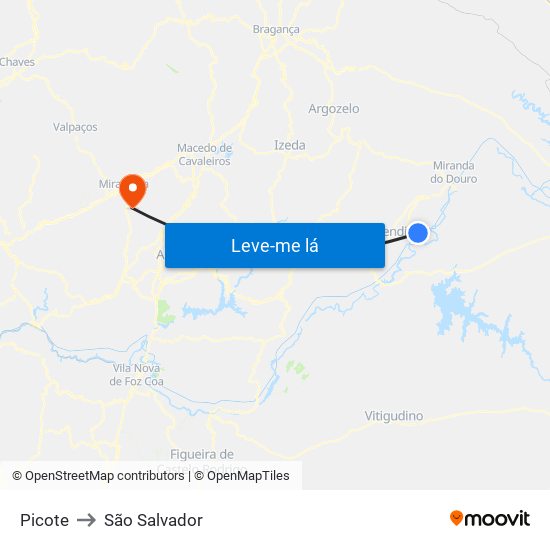 Picote to São Salvador map