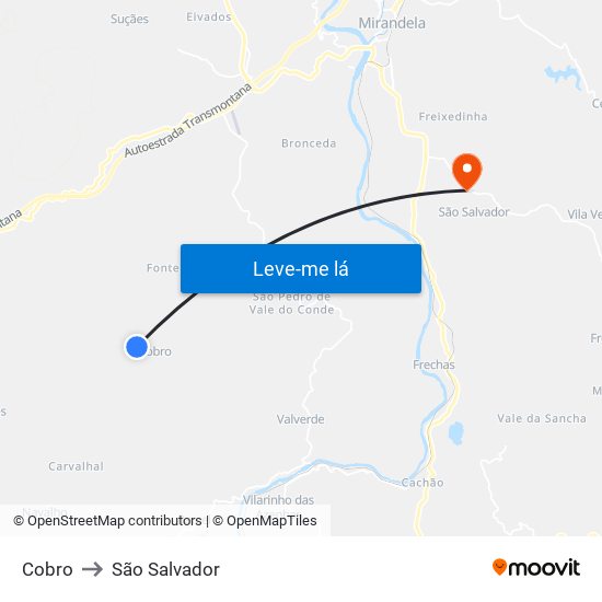 Cobro to São Salvador map