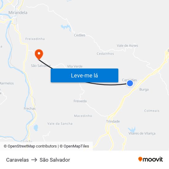 Caravelas to São Salvador map