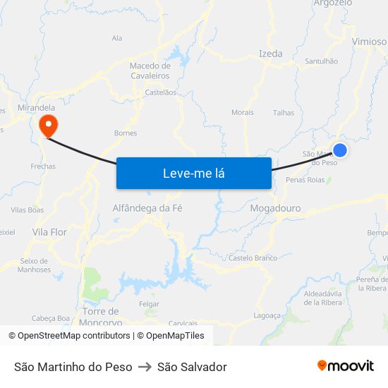 São Martinho do Peso to São Salvador map