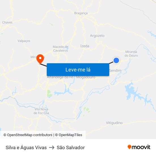 Silva e Águas Vivas to São Salvador map