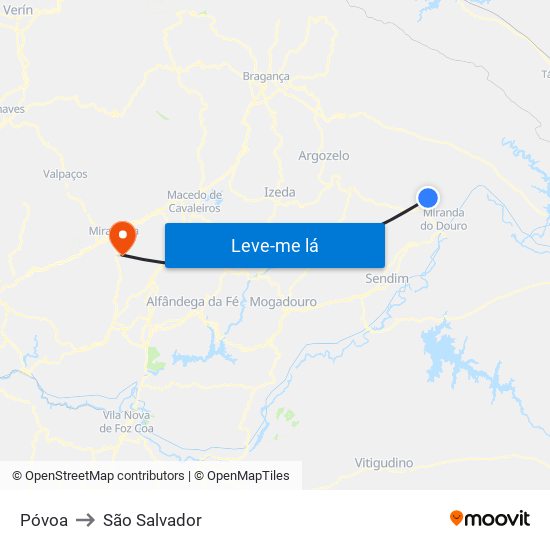 Póvoa to São Salvador map