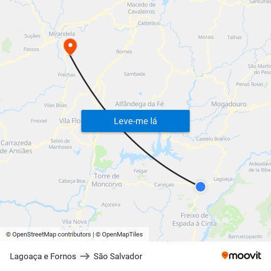 Lagoaça e Fornos to São Salvador map