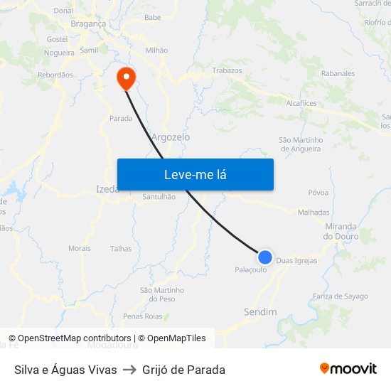 Silva e Águas Vivas to Grijó de Parada map