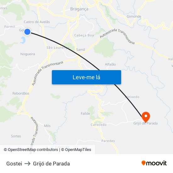 Gostei to Grijó de Parada map