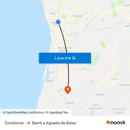 Gondomar to Barrô e Aguada de Baixo map