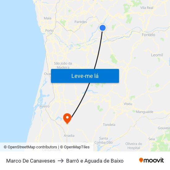 Marco De Canaveses to Barrô e Aguada de Baixo map