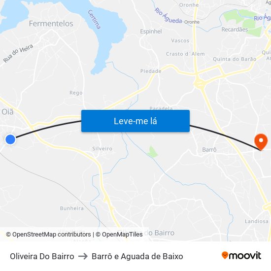 Oliveira Do Bairro to Barrô e Aguada de Baixo map
