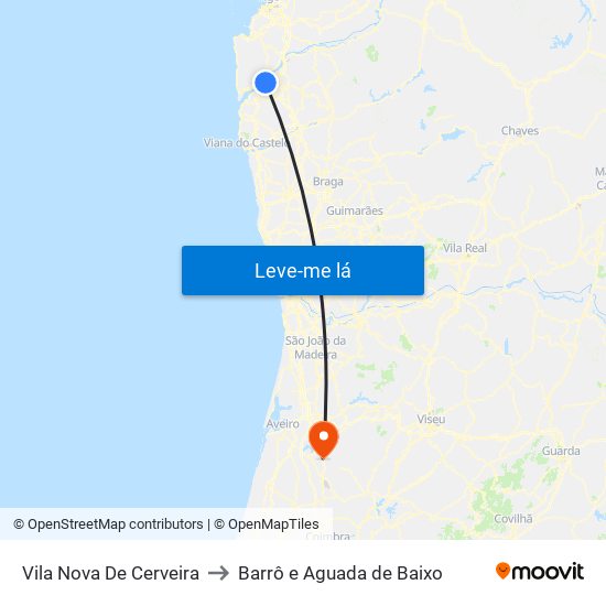 Vila Nova De Cerveira to Barrô e Aguada de Baixo map