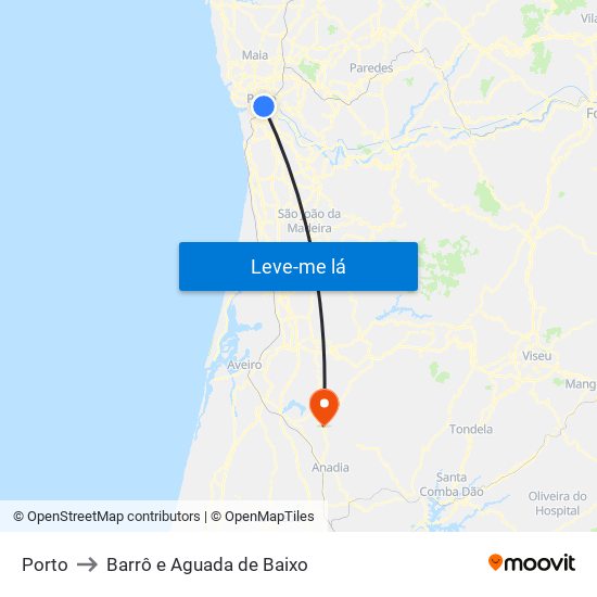 Porto to Barrô e Aguada de Baixo map