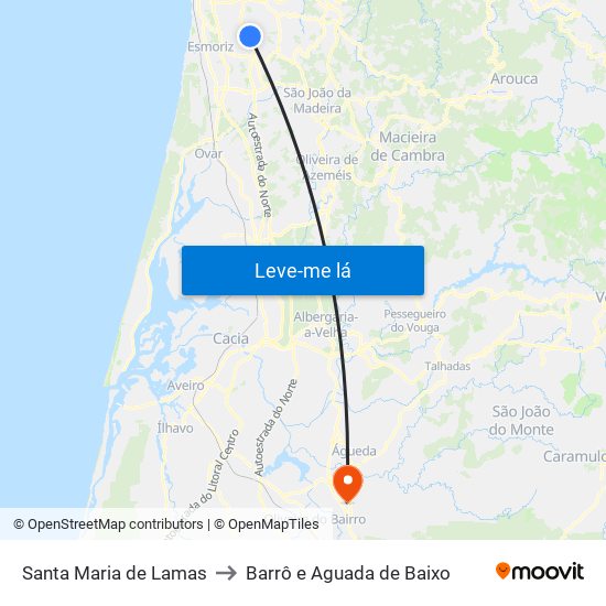 Santa Maria de Lamas to Barrô e Aguada de Baixo map