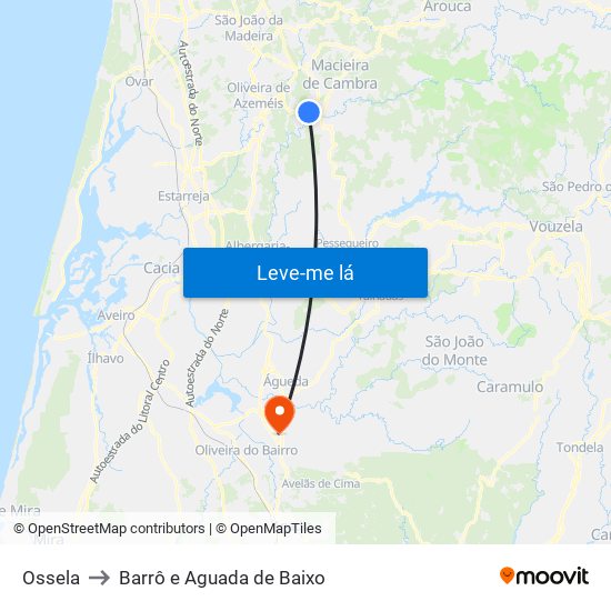 Ossela to Barrô e Aguada de Baixo map