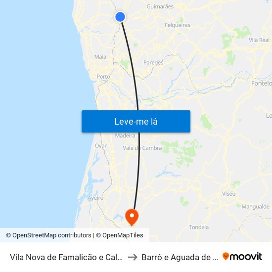 Vila Nova de Famalicão e Calendário to Barrô e Aguada de Baixo map