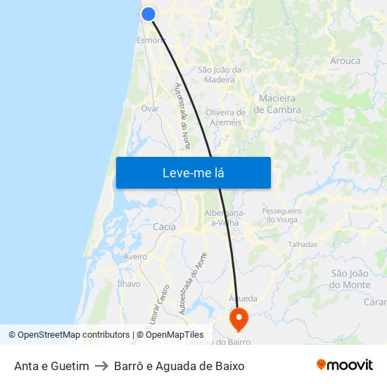 Anta e Guetim to Barrô e Aguada de Baixo map