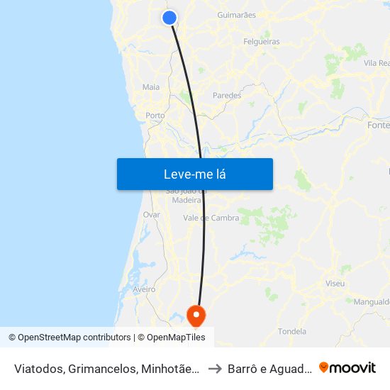 Viatodos, Grimancelos, Minhotães e Monte de Fralães to Barrô e Aguada de Baixo map